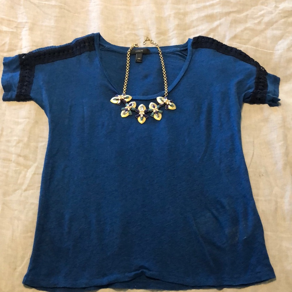 J. crew blue/navy linen shirt XXS